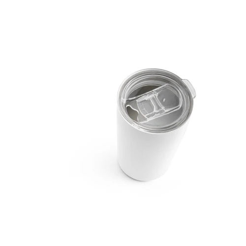 SLIDER. Duplafalú, rozsdamentes acél szublimációs utazópohár 380 ml Fehér 