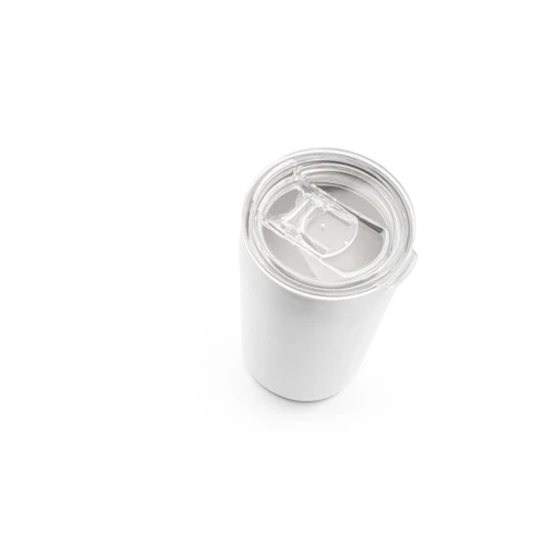 SLIDER. Duplafalú, rozsdamentes acél szublimációs utazópohár 380 ml Fehér 