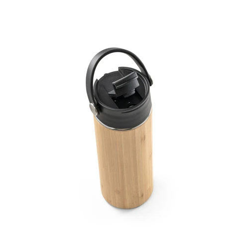LAVER. Termosz palack bambuszból, rozsdamentes acélból és PP-ből 440 ml Fekete 