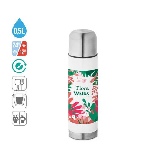 HENDERSON. Rozsdamentes acél termosz - szublimációs 500 ml Fehér 