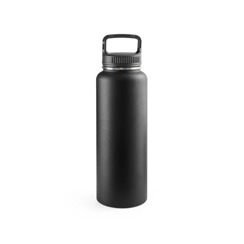 SINNER. 90%-ban újrahasznosított rozsdamentes acél palack, nagy, akár 1200 ml-es kapacitással Fekete 