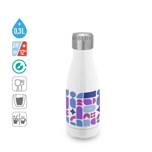 AMORTI S. 380 ml rozsdamentes acél szublimációs palack Fehér 
