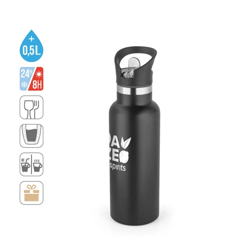 NORTON. Rozsdamentes acél palack PP kupakkal 570 ml Fekete 