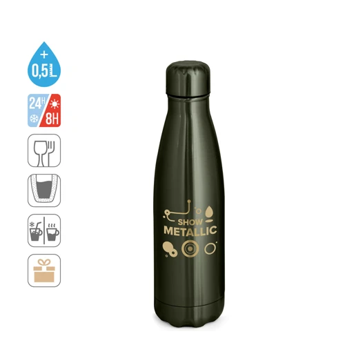 SHOW METALLIC. Rozsdamentes acél palack matt fémes bevonattal 510 ml Szatén arany 