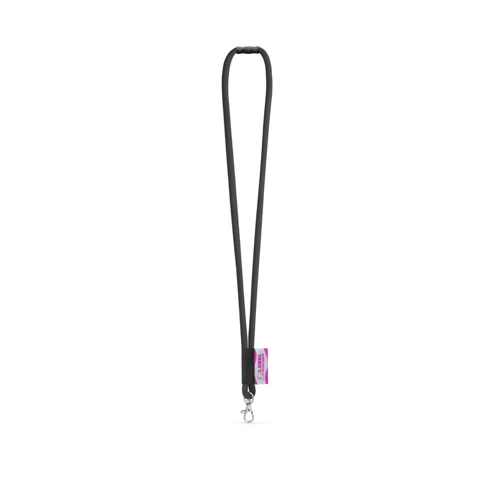 WISBECH. SET Lanyard TUBE Long (Ø 7 mm) 9 mm-es karabinerrel és Ø 7 mm-es biztonsági csattal 300 - Fekete 