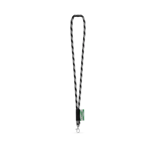 WISBECH. SET Lanyard TUBE Long (Ø 7 mm) 9 mm-es karabinerrel és Ø 7 mm-es biztonsági csattal Fekete Szürke 