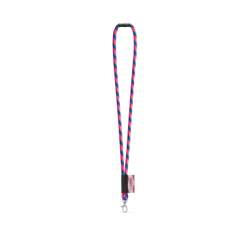 WISBECH. SET Lanyard TUBE Long (Ø 7 mm) 9 mm-es karabinerrel és Ø 7 mm-es biztonsági csattal Hexakróm rózsaszín Királykék 