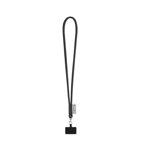 GOSPORT. SET Lanyard TUBE Long (Ø 7 mm) 9 mm-es karabinerrel és mobiltelefon-tartóval 300 - Fekete 