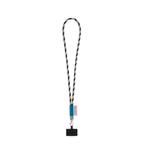 GOSPORT. SET Lanyard TUBE Long (Ø 7 mm) 9 mm-es karabinerrel és mobiltelefon-tartóval Fekete Szürke 