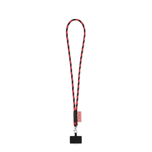 GOSPORT. SET Lanyard TUBE Long (Ø 7 mm) 9 mm-es karabinerrel és mobiltelefon-tartóval Fekete Piros 