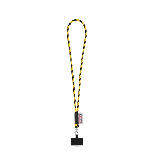 GOSPORT. SET Lanyard TUBE Long (Ø 7 mm) 9 mm-es karabinerrel és mobiltelefon-tartóval Fekete Sárga 