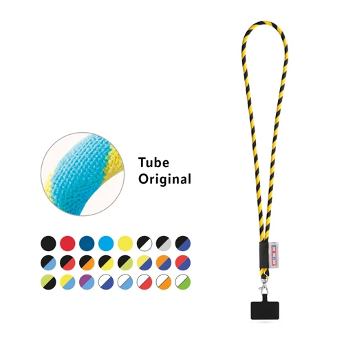 GOSPORT. SET Lanyard TUBE Long (Ø 7 mm) 9 mm-es karabinerrel és mobiltelefon-tartóval 300 - Fekete 