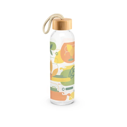 CROSBY. 520 ml üvegpalack bambusz fedéllel Natúr 