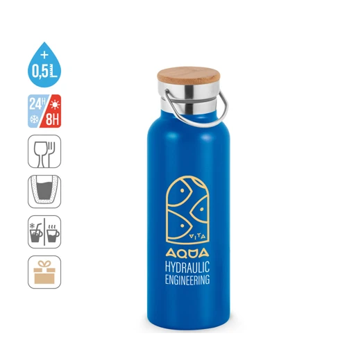 RAGNAR. Vákuumszigetelt rozsdamentes acél (36%-ban újrahasznosított) palack 570 ml Fekete 