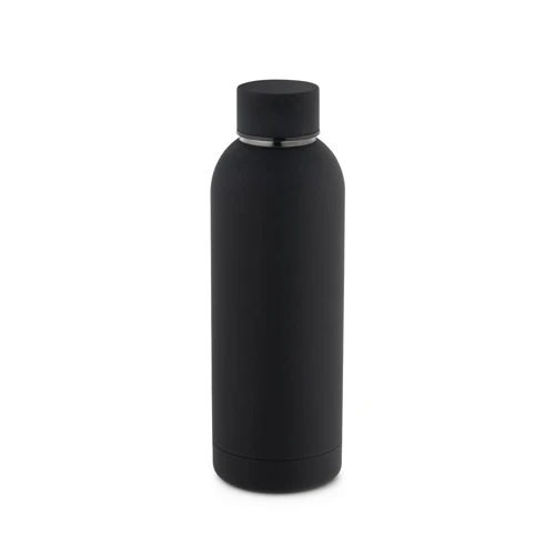 ODIN. Duplafalú, vákuumos, rozsdamentes acél (36%-ban újrahasznosított) palack gumírozott bevonattal 550 mL Fekete 