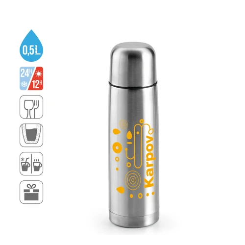 KARPOV. 500 ml-es rozsdamentes acél termosz palack Ezüst 