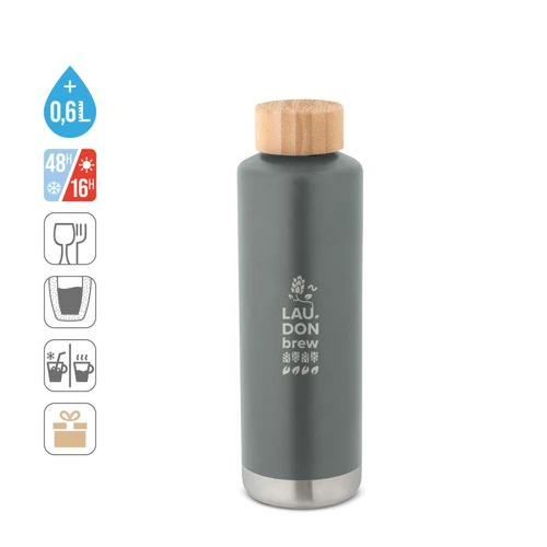 NORRE BOTTLE. Duplafalú, rozsdamentes acél (36%-ban újrahasznosított) vákuum palack 640 mL Sötétszürke 
