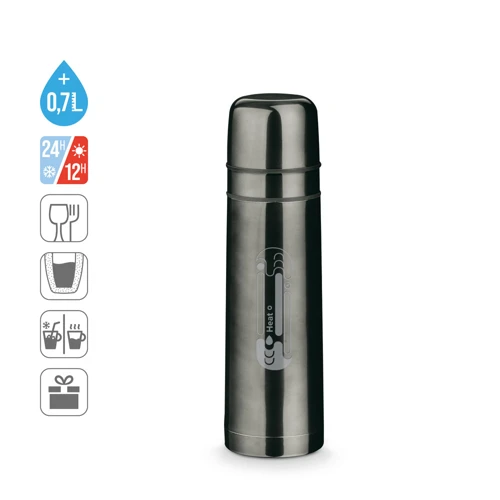 HEAT. Rozsdamentes acél termosz 750 ml Sötét fém 