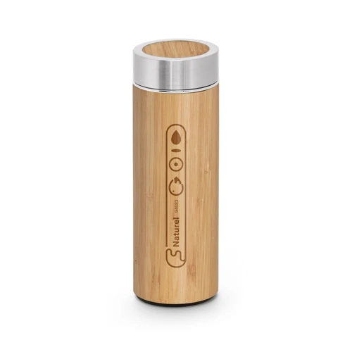 NATUREL. Bambusz és rozsdamentes acél (90%-ban újrahasznosított) termosz 430 ml Natúr 