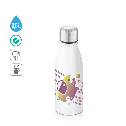 BILLY. Alumínium palack szublimációs és rozsdamentes acél kupak 500 ml Fehér 