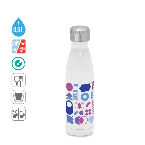 AMORTI M. Rozsdamentes acél termosz palack - szublimációs 510 ml Fehér 