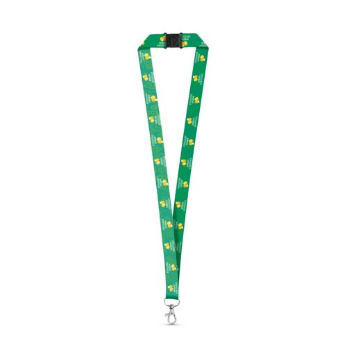 DOVER. SET Lanyard SUBLIMATION Long II (20 mm) újrahasznosított poliészterből (100% rPET), 20 mm-es karabinerrel és biztonsági csattal Fehér 