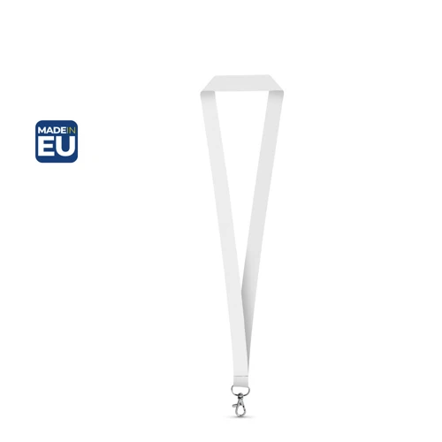 WINDSOR. SET Lanyard SUBLIMATION Long II (20 mm) újrahasznosított poliészterből (100% rPET) 20 mm-es karabinerrel Fehér 