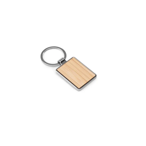 GASTON RECTANGULAR. Téglalap alakú vas kulcstartó cinkből és bambuszból Natúr 