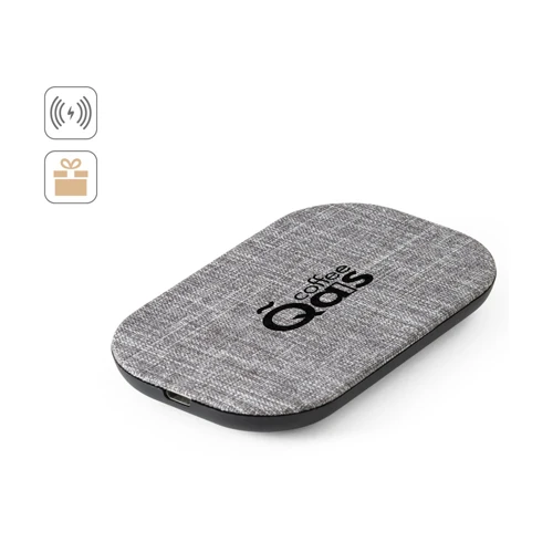 RENEWAL CHARGER. Gyors 10W-os vezeték nélküli töltő újrahasznosított PET-ből (100% rPET) Szürke 