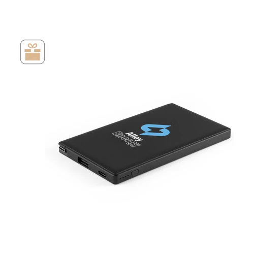WIGNER. Power bank 4.000 mAh újrahasznosított ABS-ből (100% rABS) Fekete 