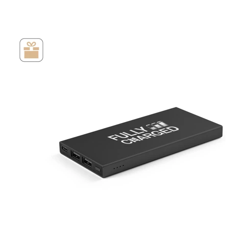 DOROTHY 5. 5.000 mAh kapacitású power bank újrahasznosított lumínium (100%-ban rAL) Fekete 