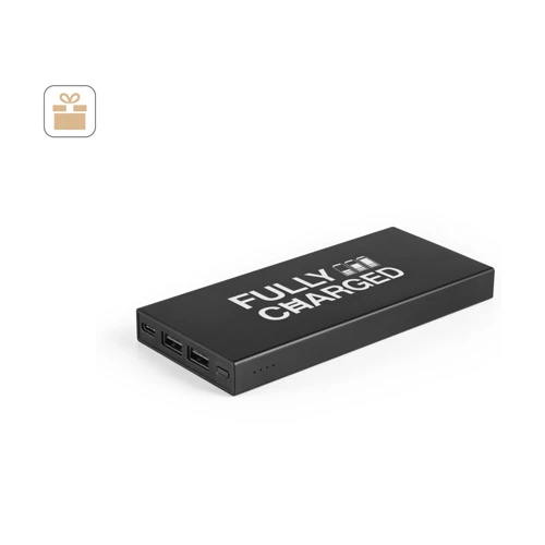 DOROTHY 10. 10.000 mAh teljesítményű akkumulátor újrahasznosított alumínium (100% rAL) Fekete 