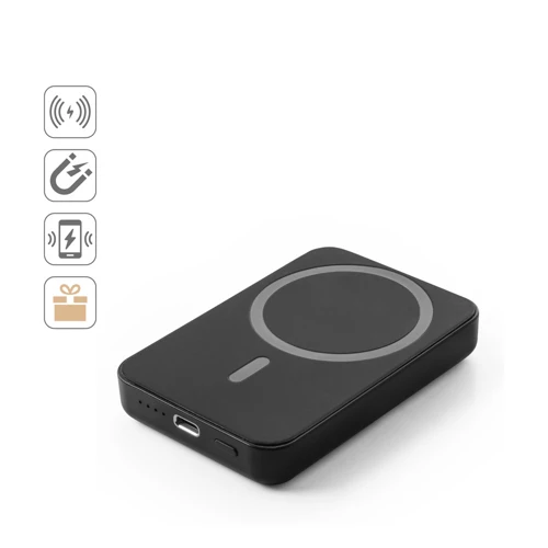 AMPERE 5. 5.000 mAh mágneses power bank 15W-os szupergyors vezeték nélküli töltővel újrahasznosított ABS-ből (100% rABS) Fekete 