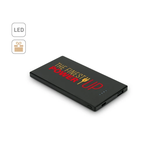 DENNING. 5.000 mAh vékony, rozsdamentes acélból készült power bank Fekete 