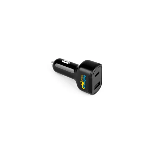DIRAC. Szivargyújtó adapter USB-A porttal 18W és USB-C 20W újrahasznosított ABS (100% rABS)-ből Fekete 