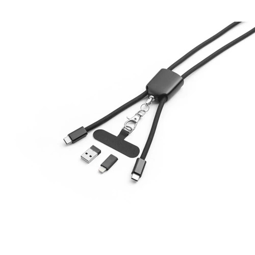 ZEWAIL. Zsinór okostelefon-tartóval, USB-C kábellel és különböző adapterekkel újrahasznosított ABS-ből és újrahasznosított TPE-ből Fekete 