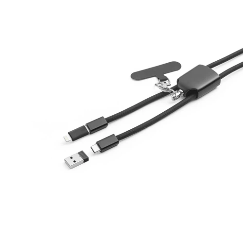 ZEWAIL. Zsinór okostelefon-tartóval, USB-C kábellel és különböző adapterekkel újrahasznosított ABS-ből és újrahasznosított TPE-ből Fekete 