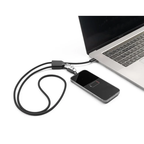 ZEWAIL. Zsinór okostelefon-tartóval, USB-C kábellel és különböző adapterekkel újrahasznosított ABS-ből és újrahasznosított TPE-ből Fekete 