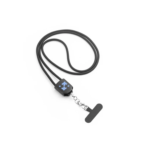 ZEWAIL. Zsinór okostelefon-tartóval, USB-C kábellel és különböző adapterekkel újrahasznosított ABS-ből és újrahasznosított TPE-ből Fekete 