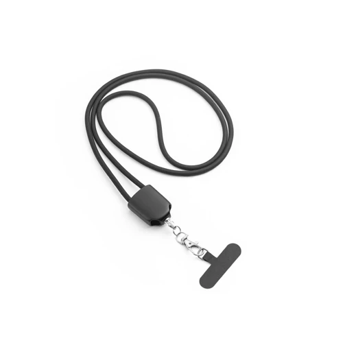 ZEWAIL. Zsinór okostelefon-tartóval, USB-C kábellel és különböző adapterekkel újrahasznosított ABS-ből és újrahasznosított TPE-ből Fekete 