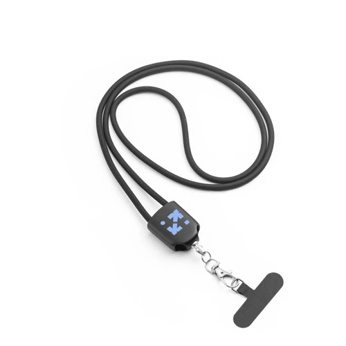 ZEWAIL. Zsinór okostelefon-tartóval, USB-C kábellel és különböző adapterekkel újrahasznosított ABS-ből és újrahasznosított TPE-ből Fekete 
