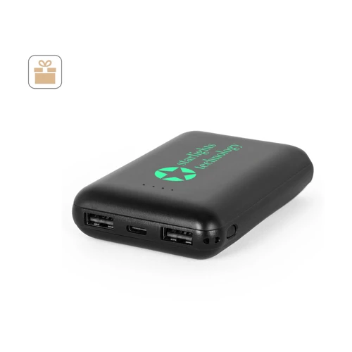 LEAKEY 8. Power bank 8.000 mAh újrahasznosított ABS-ből (100% rABS) Fekete 