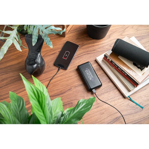 LEAKEY 20. Power bank 20'000 mAh újrahasznosított ABS-ből (100% rABS) Fekete 