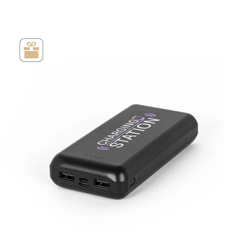 LEAKEY 20. Power bank 20'000 mAh újrahasznosított ABS-ből (100% rABS) Fekete 
