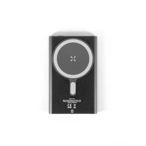 WRIGHT 5. Mágneses power bank szupergyors töltéssel, újrahasznosított alumíniumból és újrahasznosított ABS-ből, 5000 mAh Fekete 
