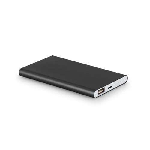 MARCET. Power bank slim 4'000 mAh újrahasznosított ABS (70% rABS) és újrahasznosított alumínium (30% rAL)-bő Fekete 