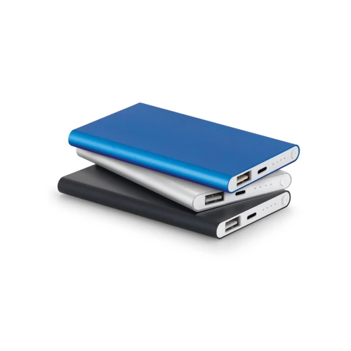 MARCET. Power bank slim 4'000 mAh újrahasznosított ABS (70% rABS) és újrahasznosított alumínium (30% rAL)-bő Fekete 