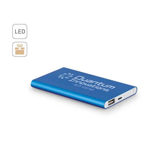 MARCET. Power bank slim 4'000 mAh újrahasznosított ABS (70% rABS) és újrahasznosított alumínium (30% rAL)-bő Fekete 