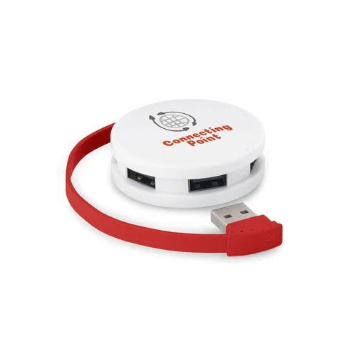 GARDNER. HUB kábellel és 4 USB-A porttal ABS-ből Piros 