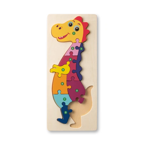 DIPLODOCO. Dinoszaurusz alakú puzzle, rétegelt fenyő lemezből Világos natúr 